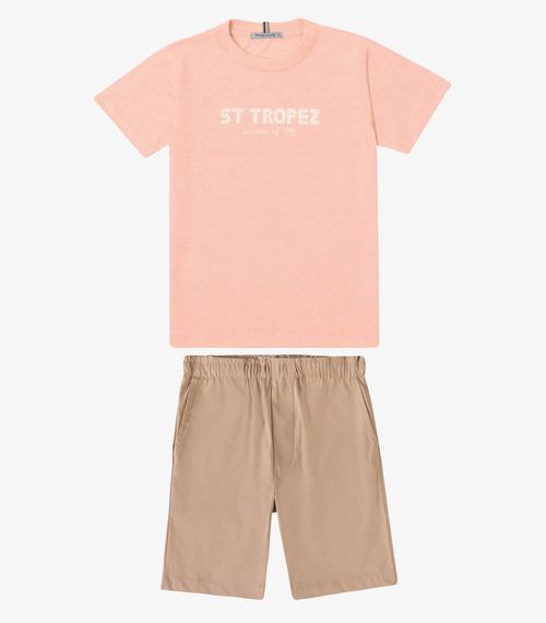 Conjunto Verão Menino Meia Malha Trick Nick Rosa