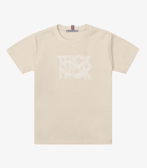 Camiseta Verão Menino Com Bordado Trick Nick Bege