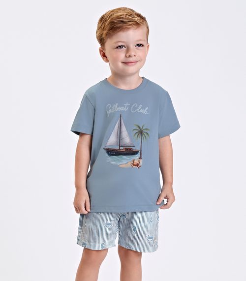 Conjunto Verão Menino Meia Malha Trick Nick Azul