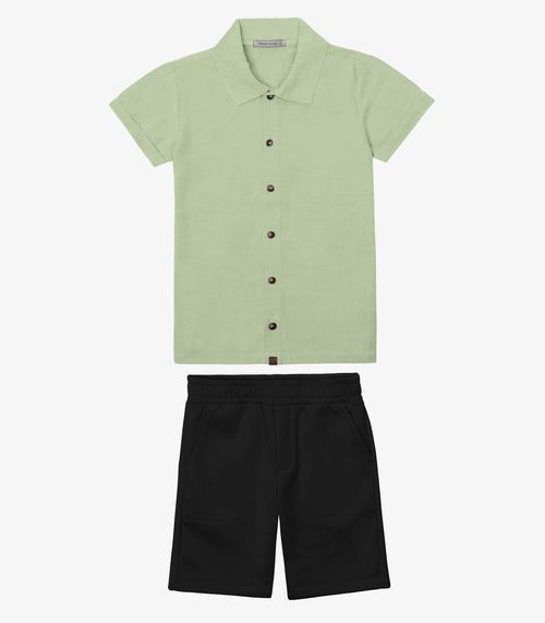 Conjunto Verão Menino Camisa E Bermuda Trick Nick Verde