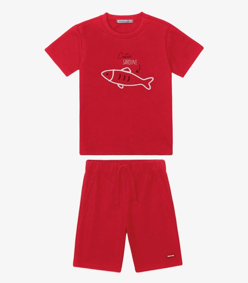 Conjunto Verão Menino Malhão Trick Nick Vermelho