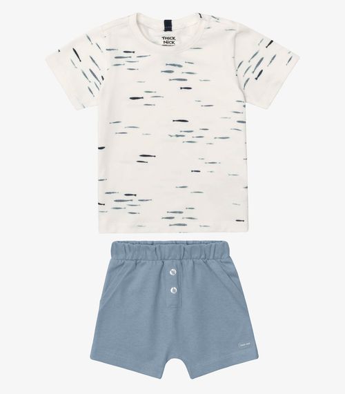 Conjunto Camiseta Com Bermuda Infantil Trick Nick Bege