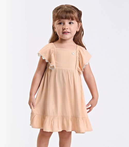 Vestido Verão Menina Midi Com Franzido Trick Nick Rosa