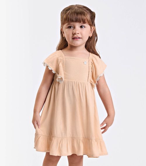 Vestido Verão Menina Midi Com Franzido Trick Nick Rosa