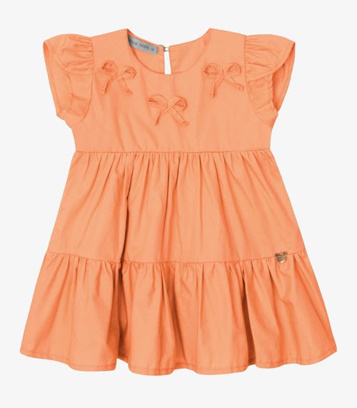 Vestido Verão Menina Midi Manga Tulipa Trick Nick Laranja