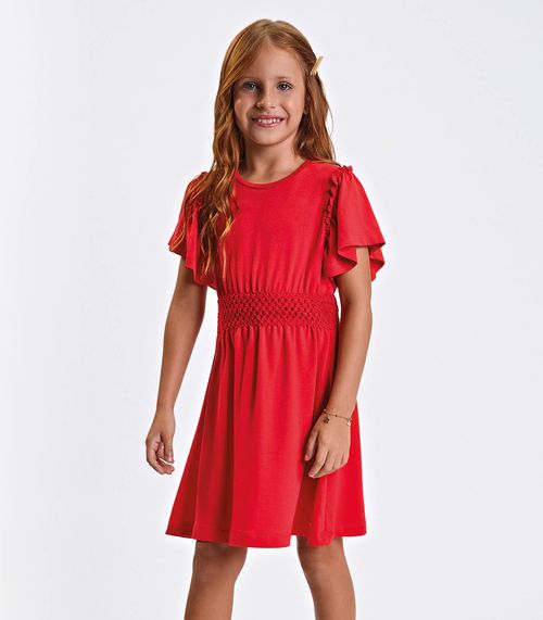 Vestido Verão Menina Midi Com Plaquinha Trick Nick Vermelho
