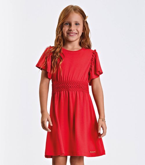Vestido Verão Menina Midi Com Plaquinha Trick Nick Vermelho