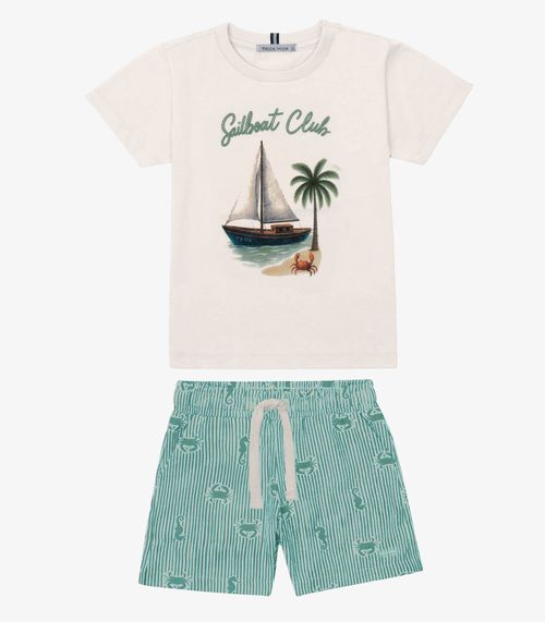 Conjunto Verão Menino Meia Malha Trick Nick Bege