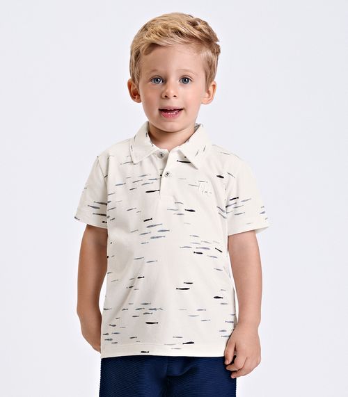 Conjunto Verão Menino Polo Com Bermuda Trick Nick Bege