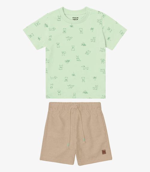 Conjunto Infantil Camiseta E Bermuda Trick Nick Verde