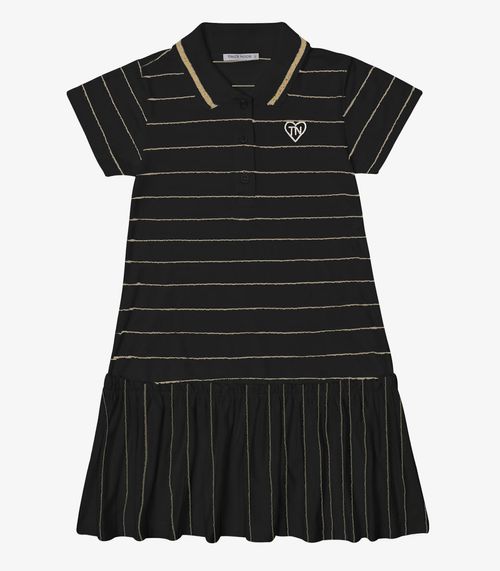 Vestido Verão Menina Com Gola Polo Trick Nick Preto