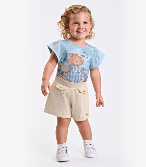 Conjunto Verão Menina Curto Com Estampa Trick Nick Azul