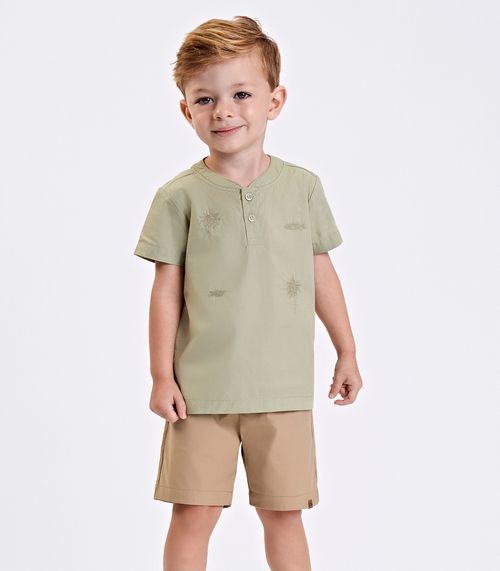 Conjunto Verão Menino Camisa E Bermuda Trick Nick Verde