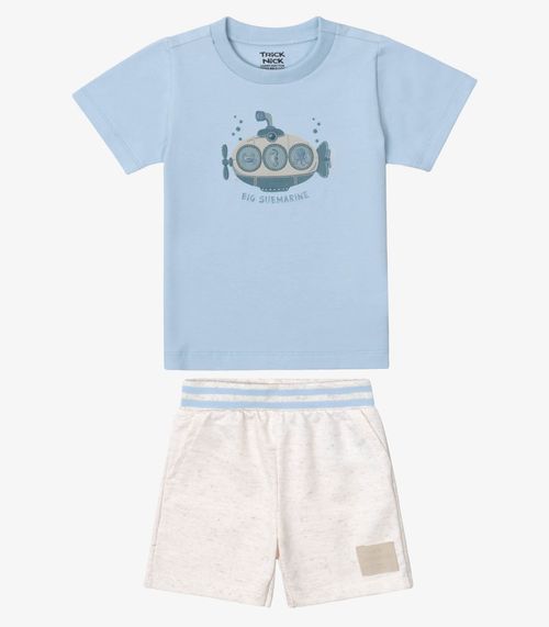 Conjunto Camiseta Com Bermuda Infantil Trick Nick Azul