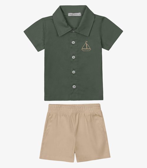 Conjunto Verão Menino Camisa E Bermuda Trick Nick Verde