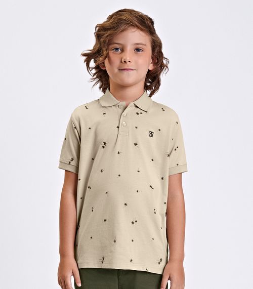 Conjunto Verão Menino Polo Com Bermuda Trick Nick Bege