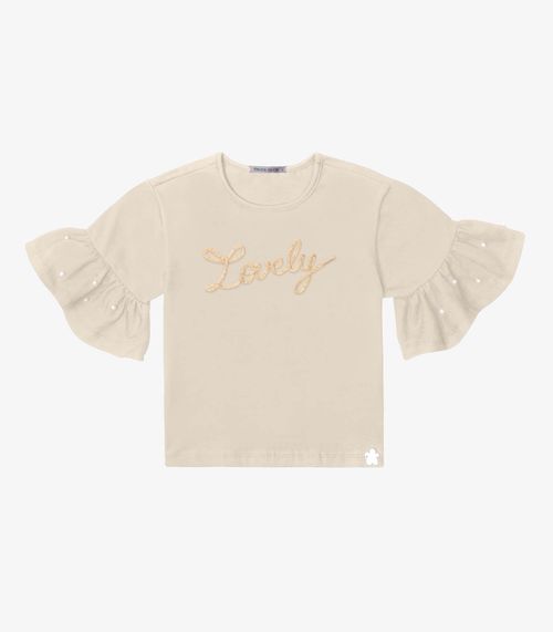 Blusa Feminina Infantil Em Cotton Leve Trick Nick Bege
