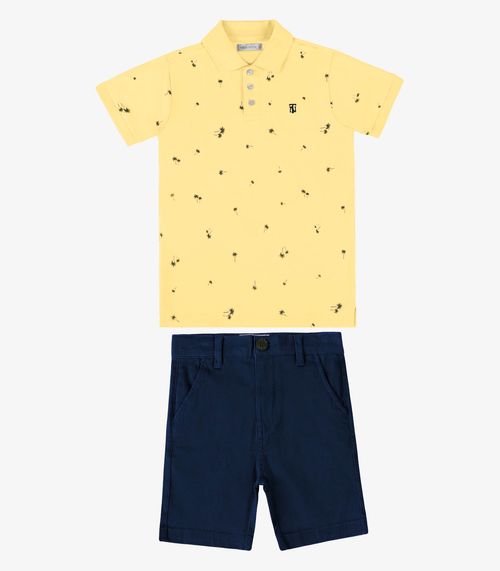 Conjunto Verão Menino Polo Com Bermuda Trick Nick Amarelo