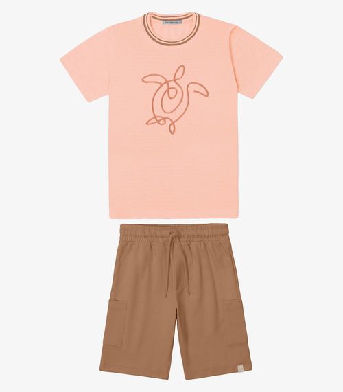Conjunto Verão Menino Meia Malha Trick Nick Rosa
