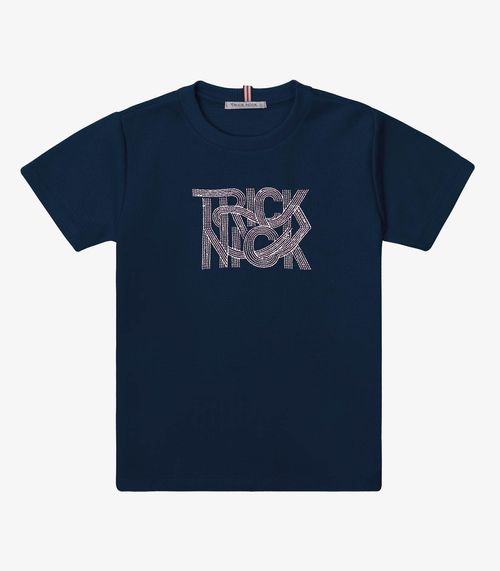 Camiseta Verão Menino Com Bordado Trick Nick Azul