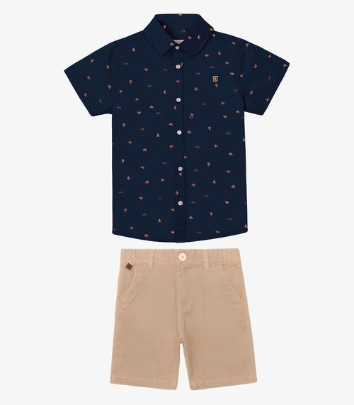 Conjunto Camisa Polo Com Bermuda Trick Nick Azul