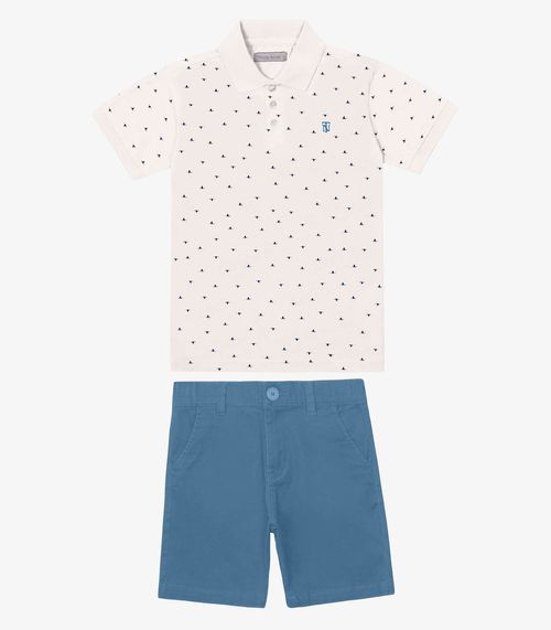 Conjunto Polo Com Bermuda Trick Nick Bege
