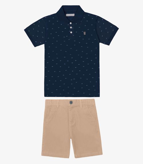 Conjunto Polo Com Bermuda Trick Nick Azul