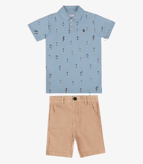 Conjunto Verão Menino Polo Com Bermuda Trick Nick Azul