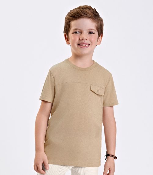 Camiseta Verão Menino Manga Curta Trick Nick Bege