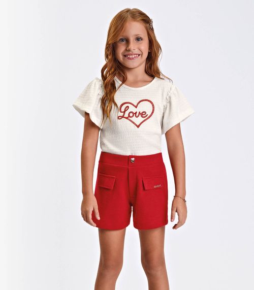 Short Feminino Infantil Maquinetado Trick Nick Vermelho