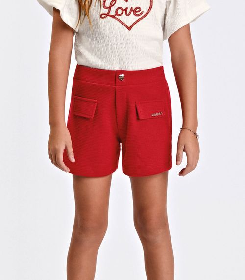 Short Feminino Infantil Maquinetado Trick Nick Vermelho