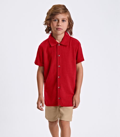 Conjunto Verão Menino Camisa E Bermuda Trick Nick Vermelho