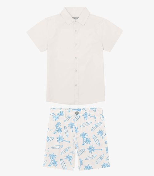 Conjunto Menino Blusa Polo E Bermuda Trick Nick Bege