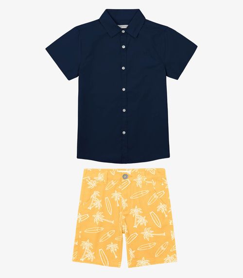 Conjunto Menino Blusa Polo E Bermuda Trick Nick Azul