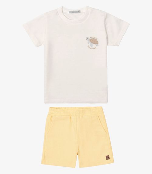 Conjunto Verão Menino Meia Malha Trick Nick Bege