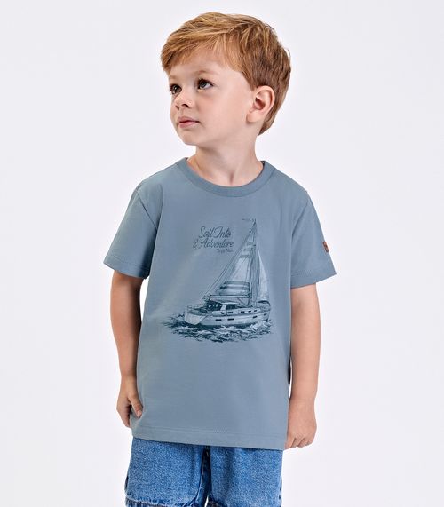 Camiseta Verão Menino Meia Malha Trick Nick Azul
