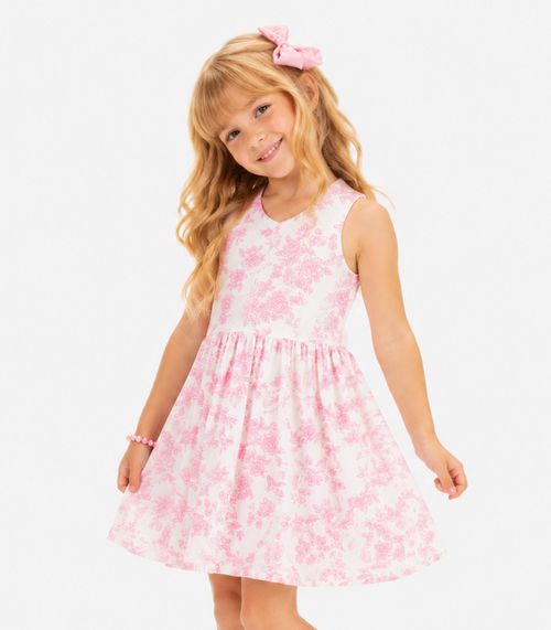 Vestido Infantil Cotton Leve Estampado Trick Nick Rosa