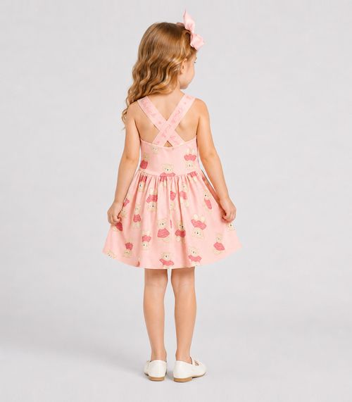 Vestido Infantil Cotton Leve Estampado Trick Nick Rosa