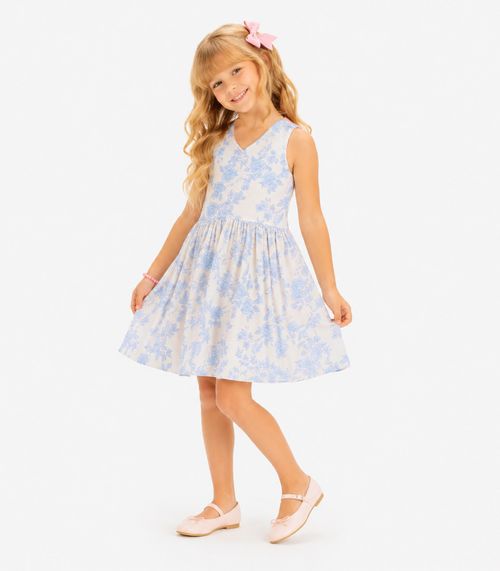 Vestido Infantil Cotton Leve Estampado Trick Nick Azul