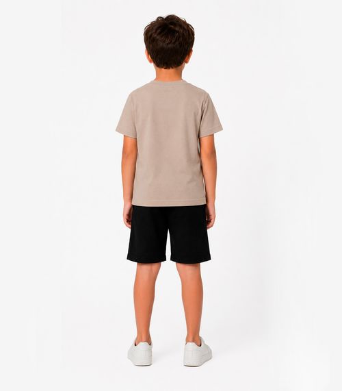 Conjunto Camiseta com Bermuda Infantil Trick Nick Bege