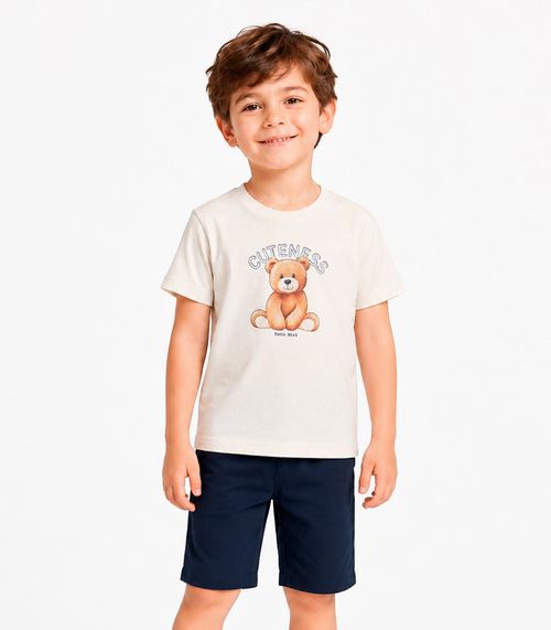 Conjunto Camiseta com Bermuda Infantil Trick Nick Bege