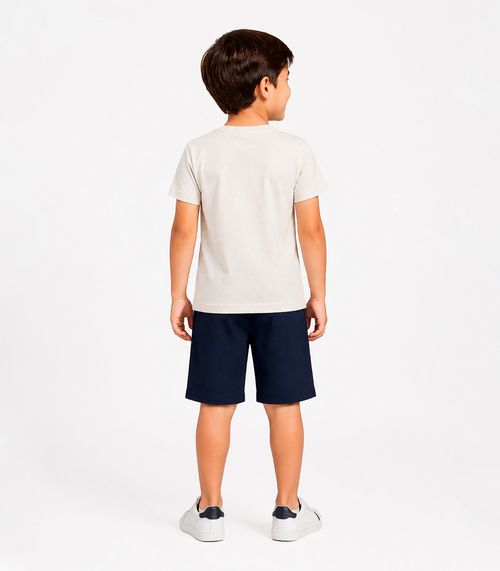 Conjunto Camiseta com Bermuda Infantil Trick Nick Bege