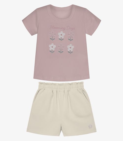 Conjunto Infantil Blusa Com Shorts Trick Nick Rosa