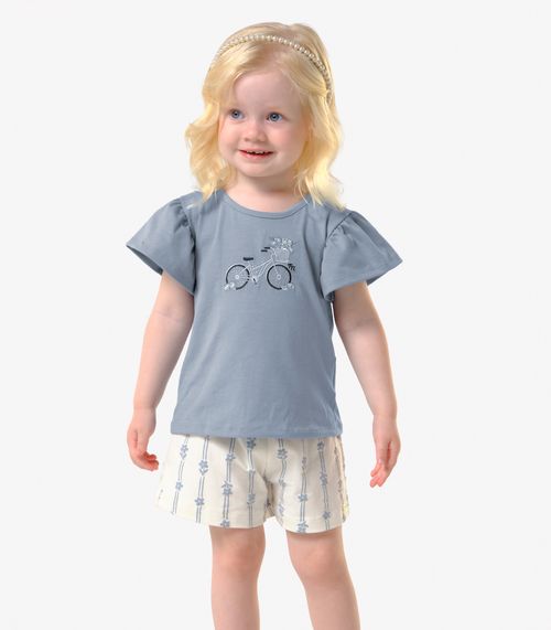 Conjunto Infantil Blusa Com Shorts Trick Nick Azul