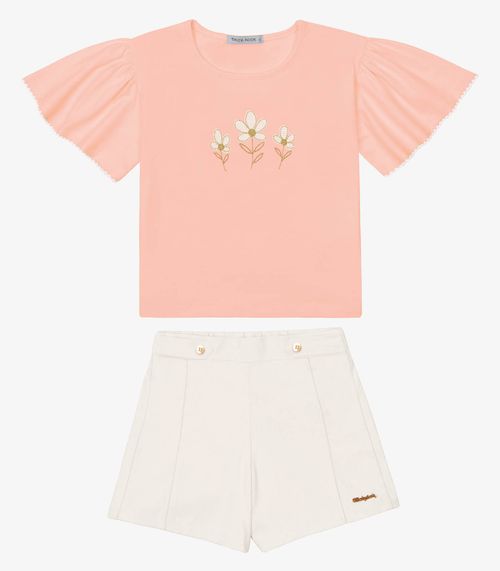 Conjunto Verão Menina Com Plaquinha Trick Nick Rosa