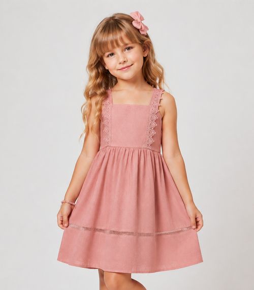 Vestido Infantil Malha Anarruga Trick Nick Rosa
