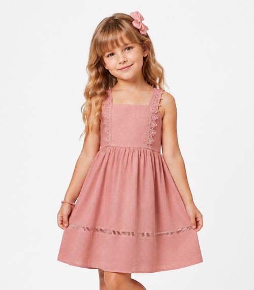 Vestido Infantil Malha Anarruga Trick Nick Rosa