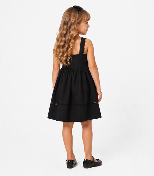 Vestido Infantil Malha Anarruga Trick Nick Preto