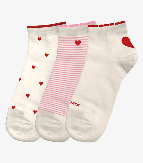 Kit 3 Pares De Meia Cano Curto Infantil Trick Nick Vermelho