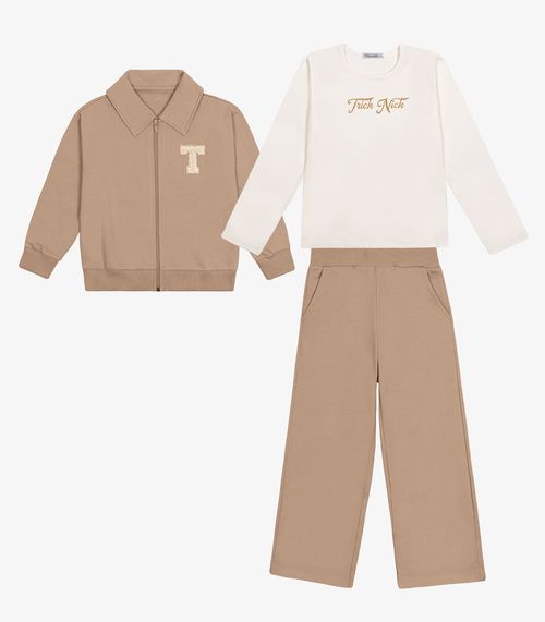 Trijunto Jaqueta Blusa Calça Moletom Trick Nick Marrom